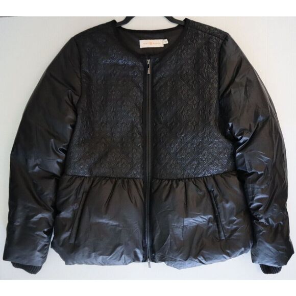 Tory Burch 32141576 Women's Sz M Black Quilted Down Michelle Puffer Jacket $475 - Picture 11 of 13